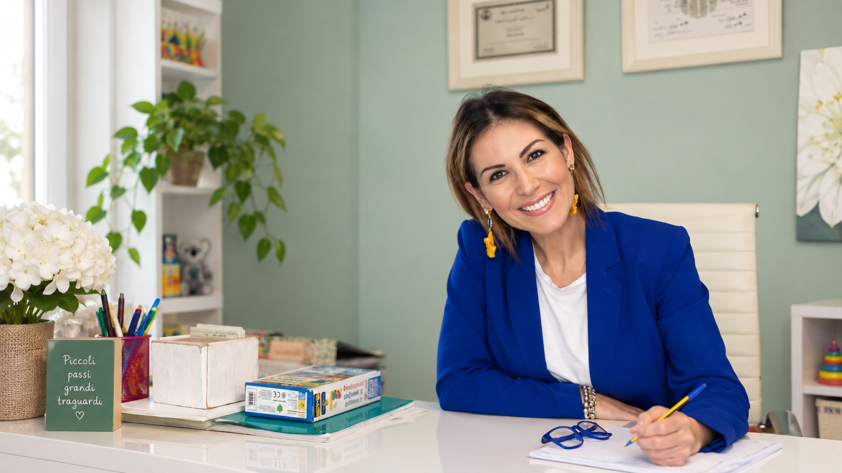 Renata Zupo Braga nel suo studio di logopedia a Settala
